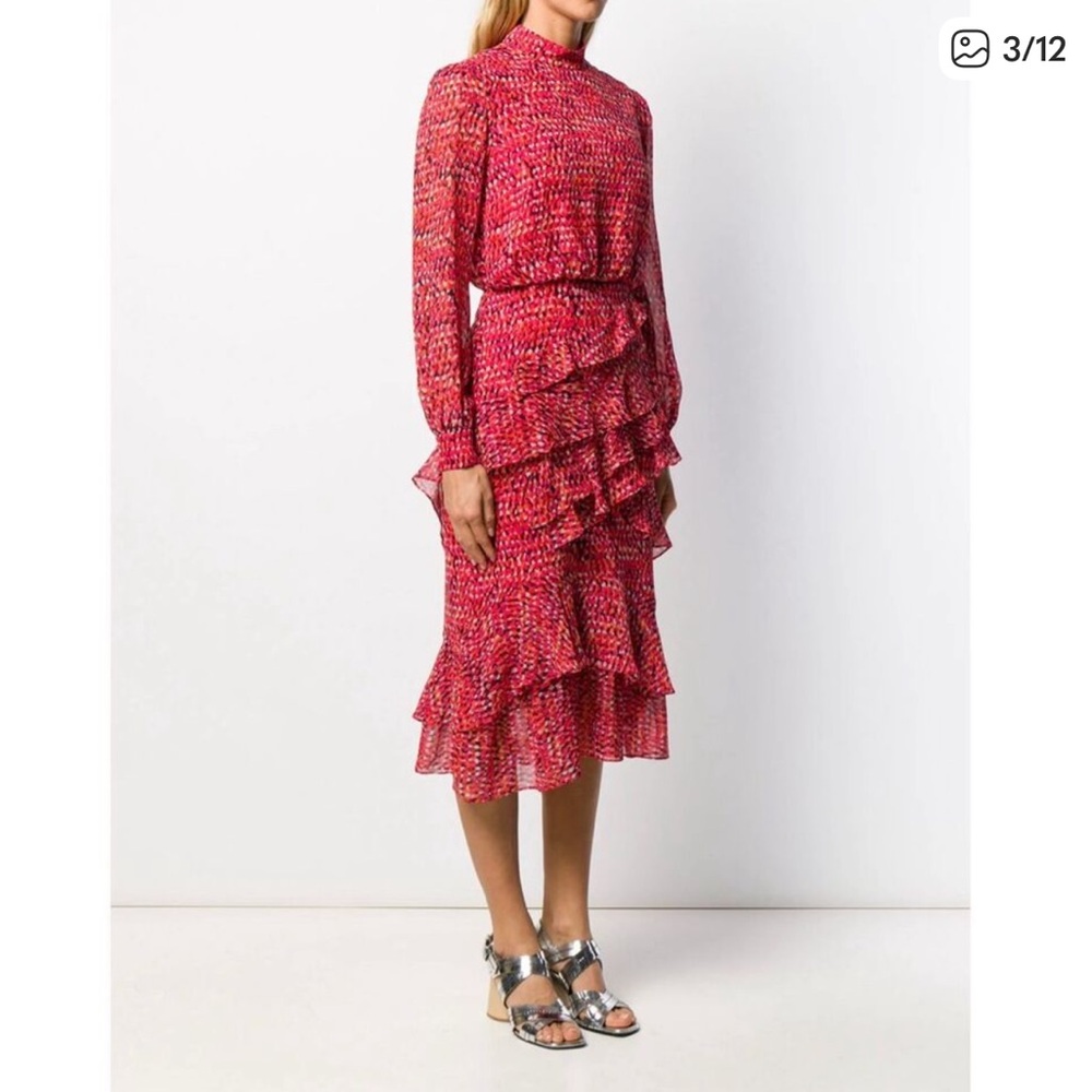 SALONI Issa Ruffled Midi Dress - Size 10